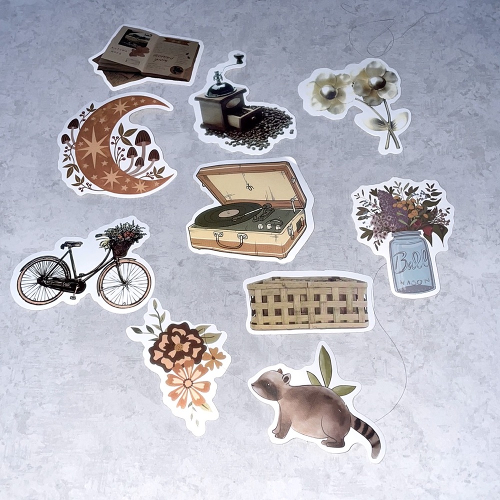 10pc Cottagecore Sticker Pack Stickers Travel Vintage Soft Aesthetic Retro - Picture 1 of 4
